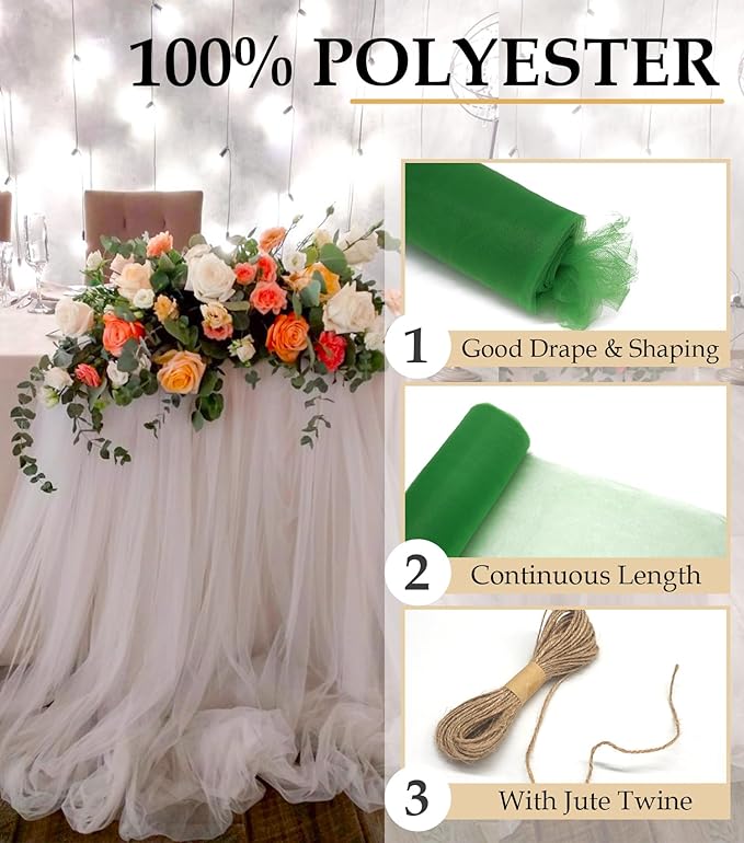 Green Tulle Fabric Roll - Image 4