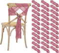 50 PCS Cheesecloth Chair Sashes Bows Wedding Aisle Decorations Chair Ribbon by Lumaycens