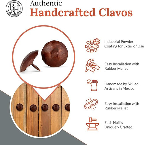 10 Pack 1.5" Round Head Iron Clavos Decorative Nails – Sealed Rusted – Handmade - Image 2
