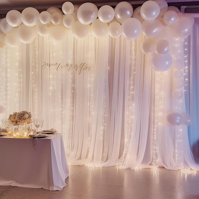 10ft x 10ft White Chiffon Backdrop Curtain - Image 3