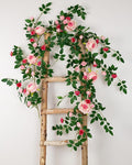 6FT Pink Flower Garland Artificial Rose Vines Hanging Floral Garland by zhixinyue