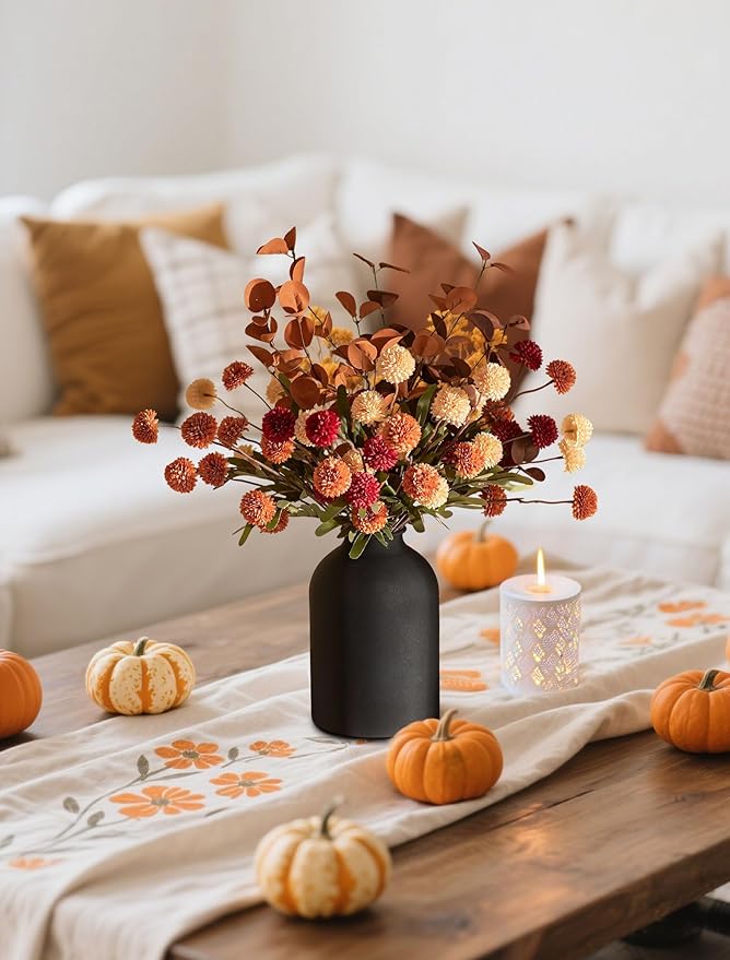 BLOSMON Fall Flowers in Vase for Centerpieces: Metal Vase - Image 7