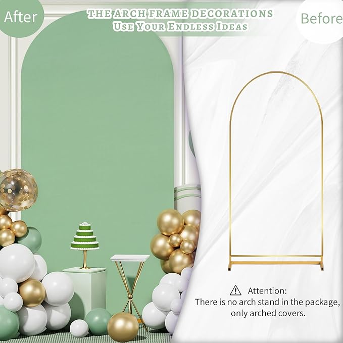 SoarDream Sage Green Wedding Arch Backdrop Cover 6.6FT Spandex Fitted Sage - Image 4