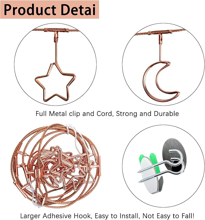 Chain Photo Clip Wall-Mounted Picture Holder Metal Photo String - Image 2