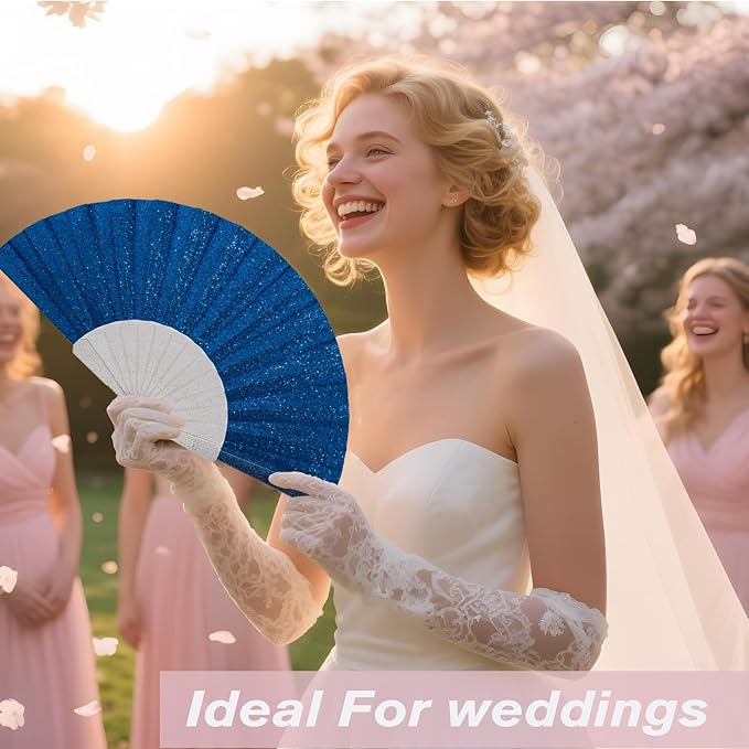 12 Pack Handheld Fan, Folding Hand Glitter fan - Image 3