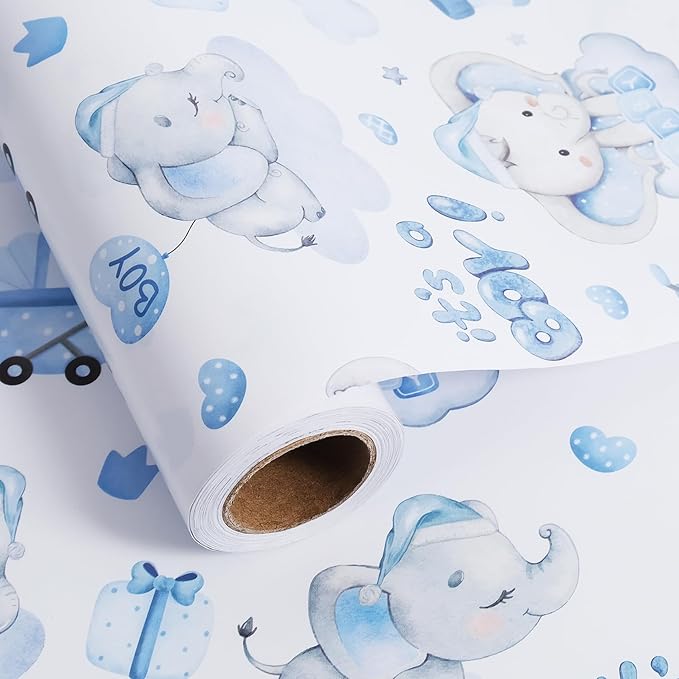 Aimyoo Blue Baby Shower Wrapping Paper Roll by Aimyoo
