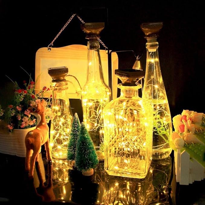 YJFWAL Upgraded 12 Pack Solar Wine Bottle Lights, 20 LEDs Waterproof Copper - Image 6