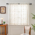 VISIONTEX Sheer Curtains 54 inch Length 2 Panels Set, Rod Pocket Embroidered by VISIONTEX