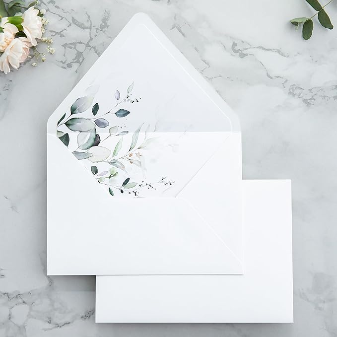 PONATIA 50PCS A7 Euro Flap Envelopes, 5.25 x 7.25'' Liner Envelope by ponatia