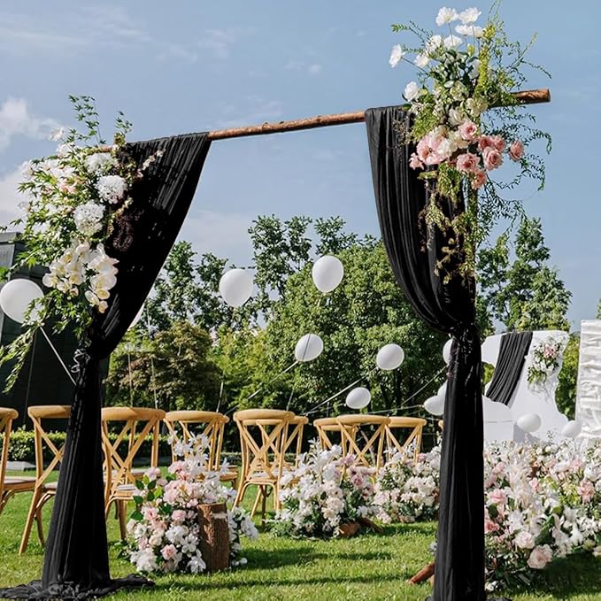Black Wedding Arch Draping Fabric 2 Panels 29" x 20 FT Black Drapes by DeZerlor