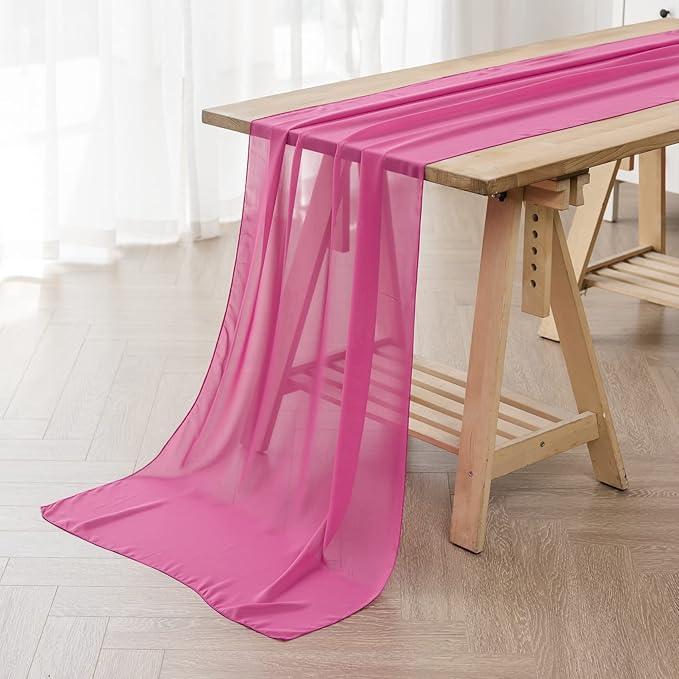 6Pack 9ft Chiffon Table Runner 14x108 Inch Sheer Romantic Table Runner by flohar