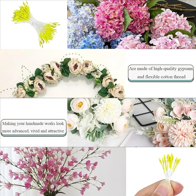 HAHIYO 1000Pcs 1mm Light Yellow Pearl Double Head Flower Pistil - Image 6