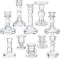 Mumufy 10 Pcs Glass Crystal Taper Candle Holders Clear Glass Candlestick Holder by Mumufy