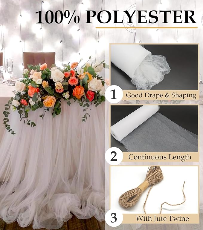 White Tulle Fabric Roll - Image 4