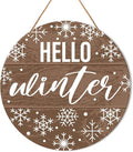 Muktoujaumai Hello Winter Sign Front Door Decor, Christmas Round Hanging Sign by Muktoujaumai