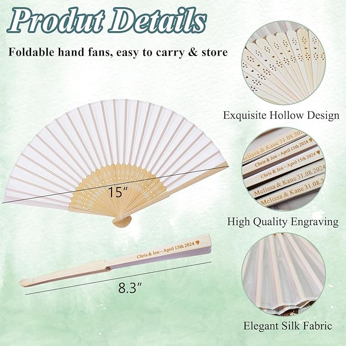 25 Pcs Personalized Cream Hand Fans - Image 5