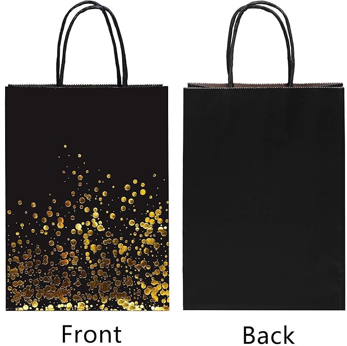 Cooraby 30 Pieces Bronzing Gold Black Paper Kraft Polka Dot Party Bags - Image 4