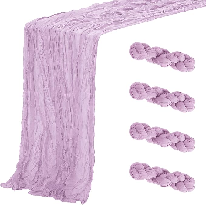 Aktor 4 Pack Lavender Table Runner Boho Cheesecloth Table Runner Semi Sheer by Unknown