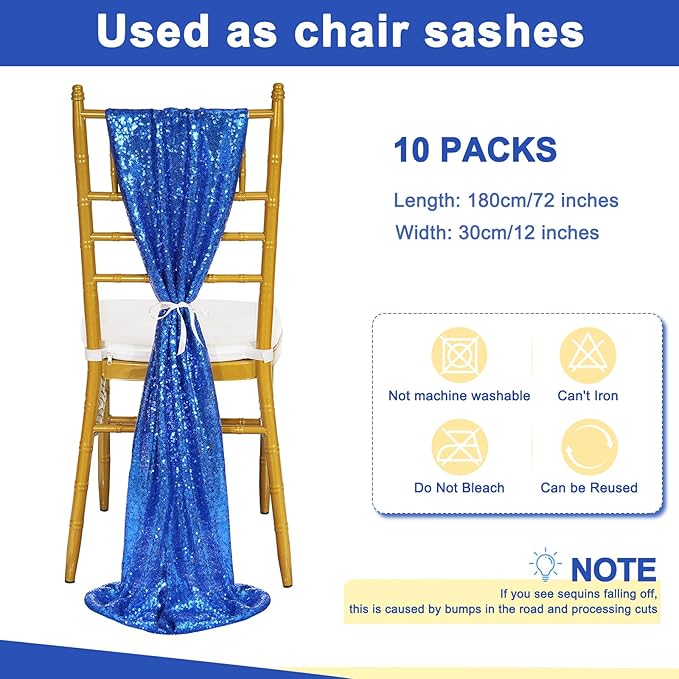 Royal Blue Sequin Table Runners 10 Pcs 12x72 Glitter Sparkly Table Runner - Image 4