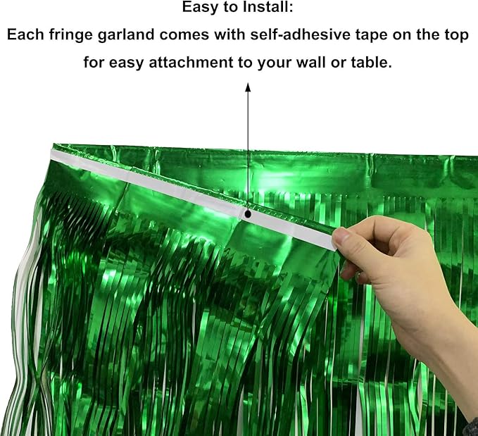 Thick 10 feet by 15 inches Green Foil Fringe Garland - Image 5