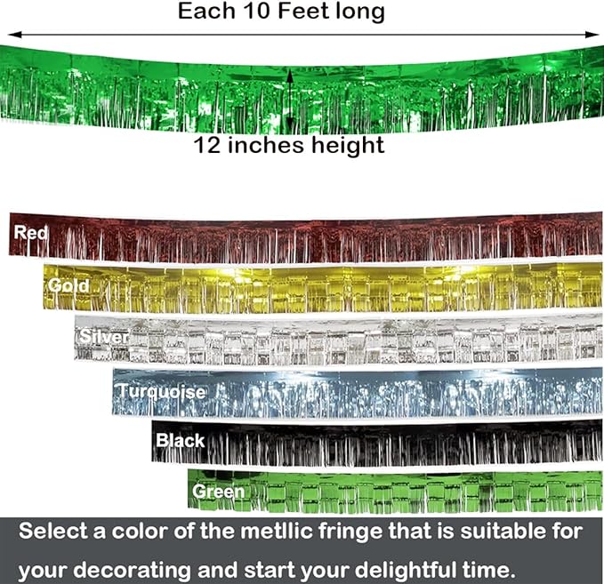 4 Pack Total 40 Feet Green Foil Fringe Garland Metallic Wall Hanging Drapes - Image 7
