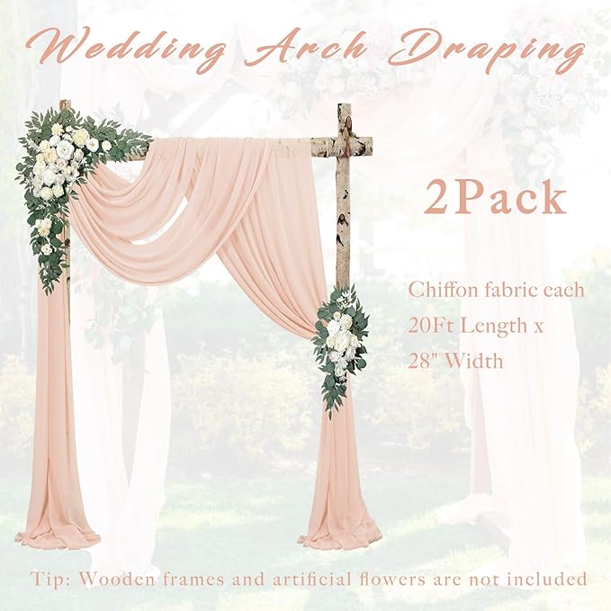 2 Panels 20Ft Length x 28" Width Light Peach Wedding Arch Draping Fabric Arch - Image 6