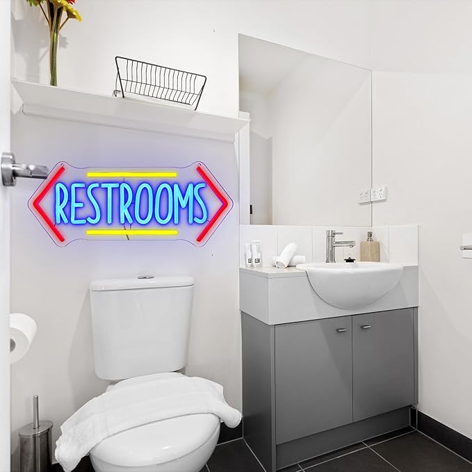 Restroom Neon Sign for Wall Decor, Toilet Led Signs for Bathroom, Unisex - Image 7