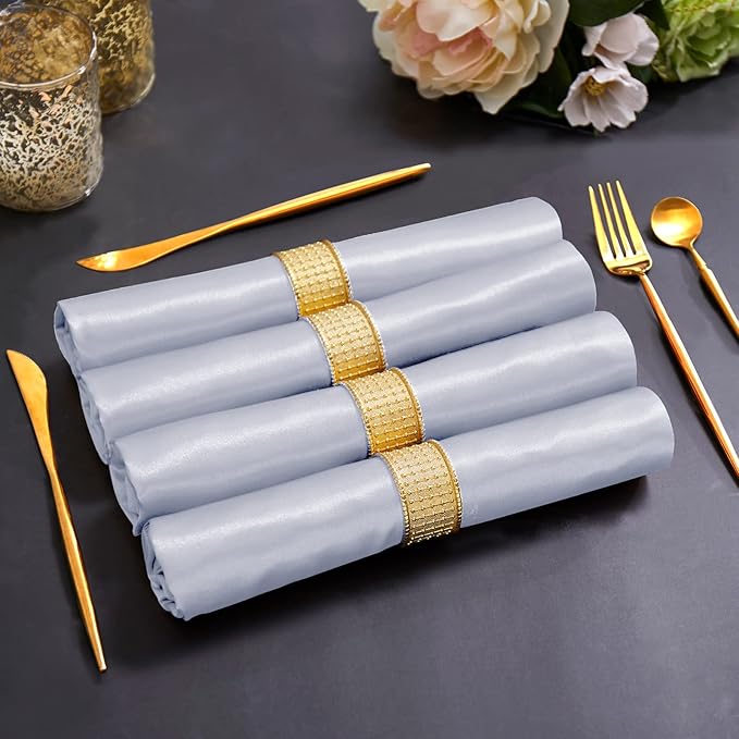 Horbaunal 30 Pack Silver Satin Napkins 17 x 17 Inch, Square Soft Table Dinner - Image 3