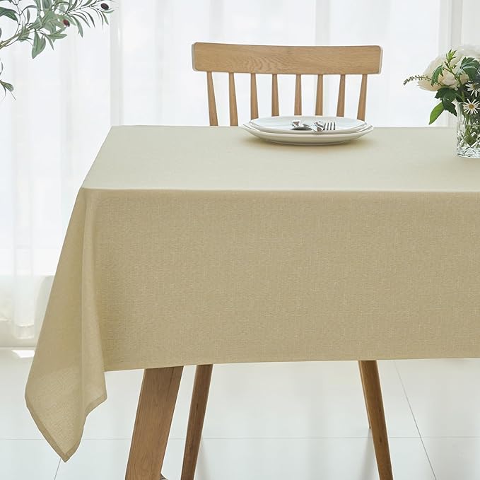 maxmill Square Linen Textured Tablecloth Waterproof Spillproof Wrinkle Free by maxmill