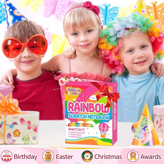 Party Favors for Kids: 4 Pack Rainbow Scratch Art Notebook Students Classroom - Image 5