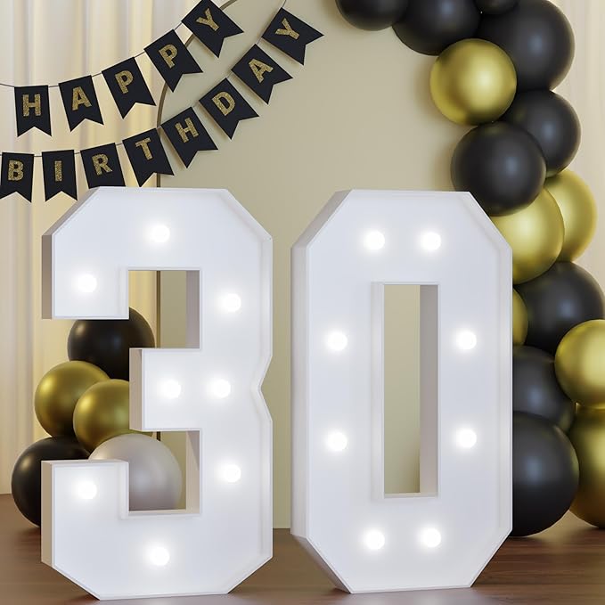 3FT Marquee Numbers 30, Happy 30th Birthday Decorations - Image 6