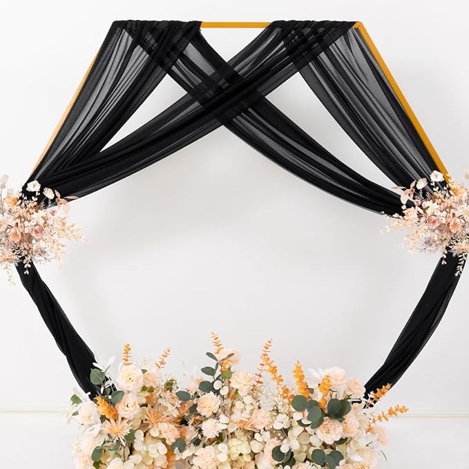 MLMC Black Wedding Arch Draping Fabric 1 Panel 29" x 20 FT Extra Long Gauze - Image 6