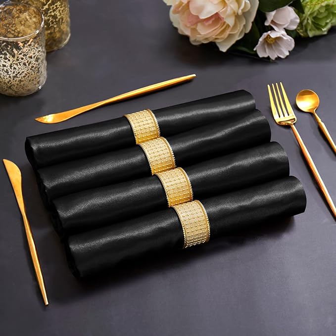 Horbaunal 30 Pack Black Satin Napkins 20 x 20 Inch, Square Soft Table Dinner - Image 3