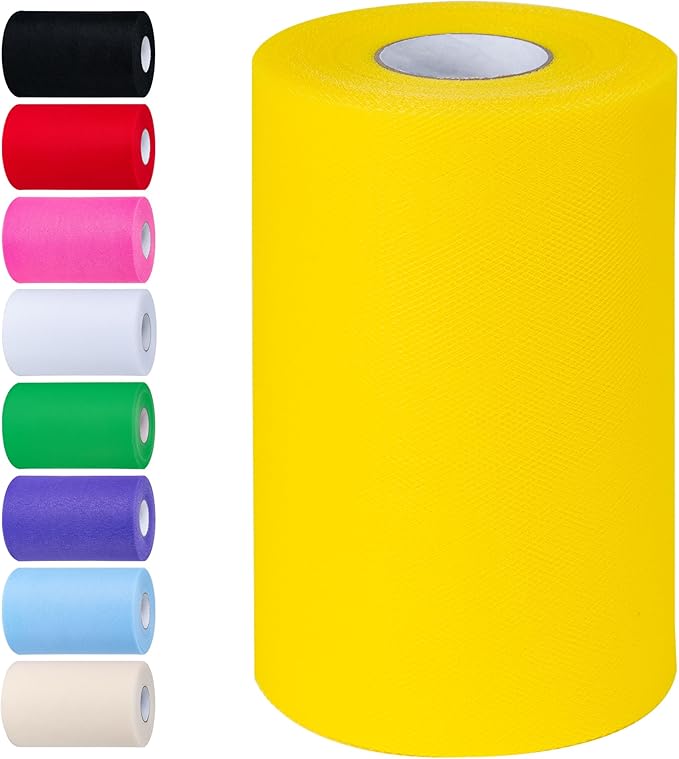 Fluorescent Yellow Tulle Fabric Rolls 6 Inch by 100 Yards Tulle Roll Spool by Unknown