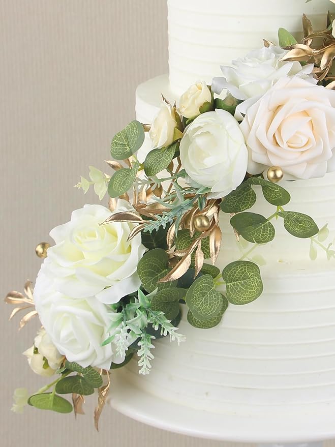 Rinlong 3Pcs Pre-made Cake Toppers Flowers Cake Decorations Wedding Cake - Image 7