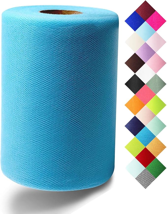Turquoise Tulle Fabric Roll 6 Inch X 300 FT Matte Tulle Ribbon Netting Mesh by MIGLORIA