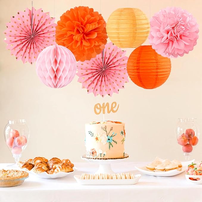Pink-Orange Groovy-Thanksgiving Engagement Party-Decorations - Image 5