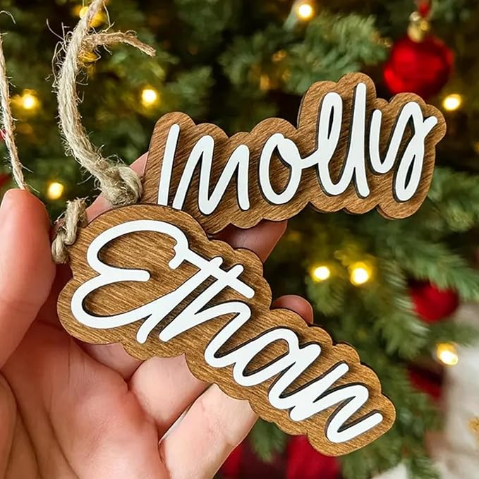3Pcs Personalized Christmas Stocking Name Tags Custom Wooden Stocking Name Tag - Image 6