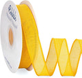 Ribbli Yellow Burlap Wired Ribbon, 1” Inch x Continuous 20 Yard, Big Bows by Ribbli