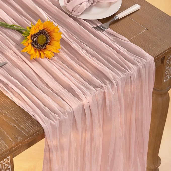 Pink Cheesecloth Table Runner 12 Pack Fall Table Runners Boho Gauze 120 Inches - Image 5
