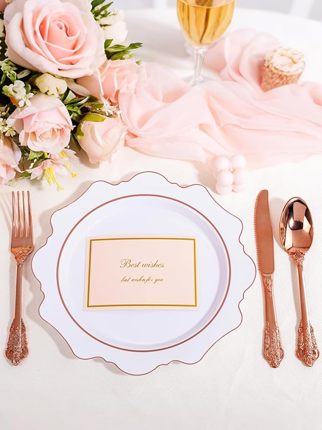 WDF 120Pieces Rose Gold Plastic Silverware - Image 8