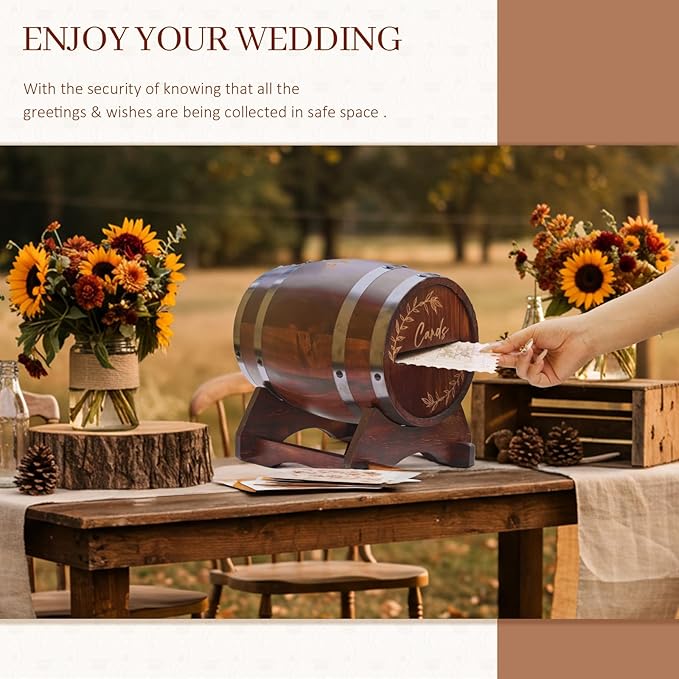 OurWarm Wooden Card Box for Wedding, Vintage Gift Card Box - Image 5