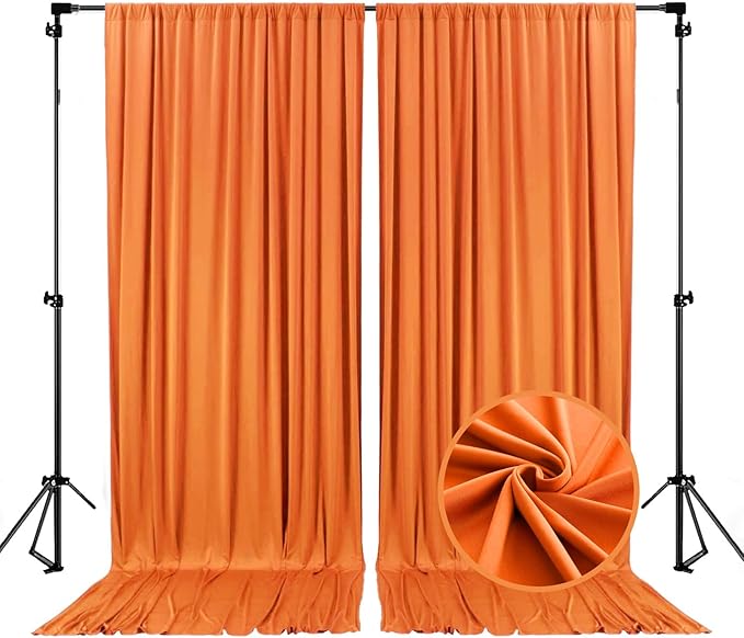 10 x 7 Feet Orange Backdrop Curtain by ZEBMOON