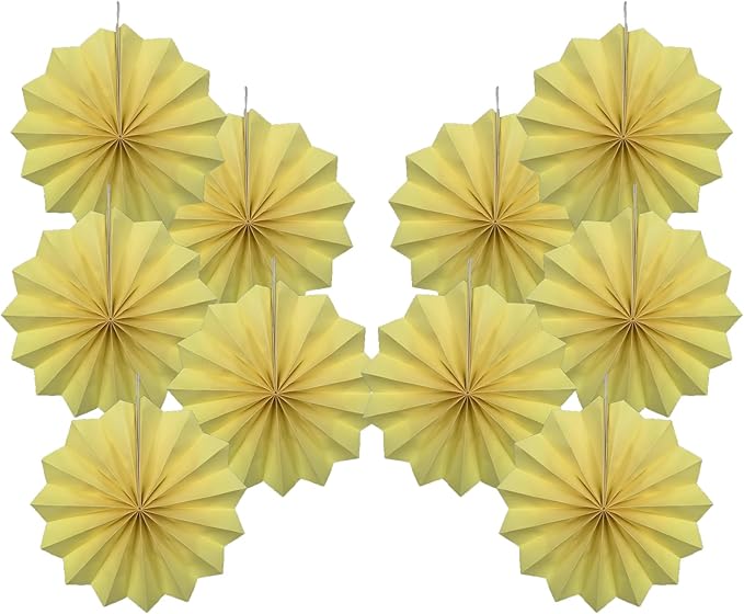 Yellow Hanging Paper Fans, Color Party Decorations, Bee Themed Classroom Decor by BARTHEW
