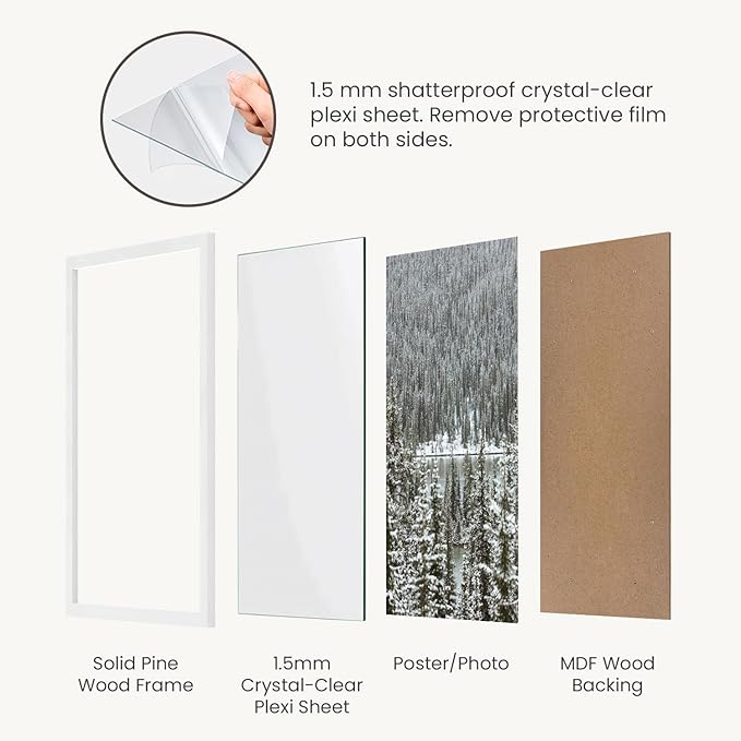 Opposite Wall - 18x24 in - White Solid Wood Picture Frame - Lightweight - Image 4