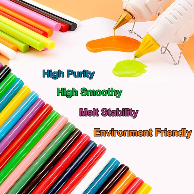 Colored Hot Glue Sticks for Hot Glue Gun 15 Colors 75 Pcs 7* 100mm Full Size - Image 3