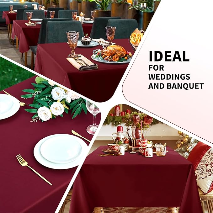 Burgundy 6 Pack Polyester Table Cloth 60 x 126 Inch, Rectangle Tablecloths - Image 6
