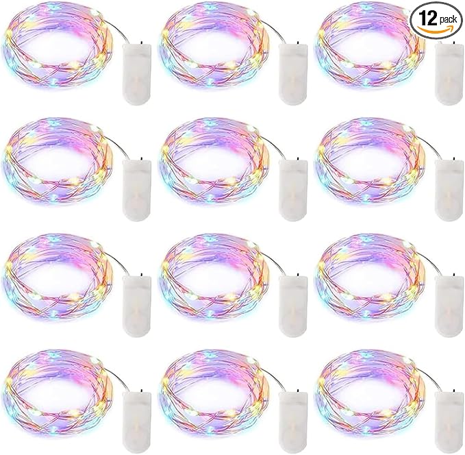 Minetom 12 Pack Pastel Fairy Lights Battery Operated String Lights - 7ft 20 LED by Minetom