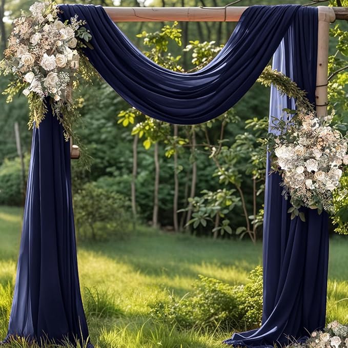 Fall Navy Blue Wedding Arch Draping Fabric 1 Panel 29" × 20FT Sheer Drapes - Image 3
