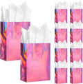 24 Pcs Iridescent Pink Gift Bags Decorations, Holographic Foil Party Favor Bags by Unknown